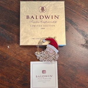 Baldwin 2004 Santa Moon 24k Gold Finished Brass Ornament